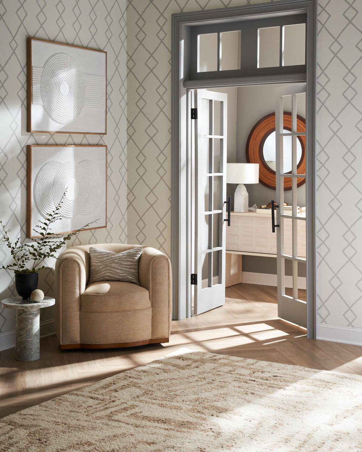 Kravet GEO GRAPHICA WP GREY Wallpaper