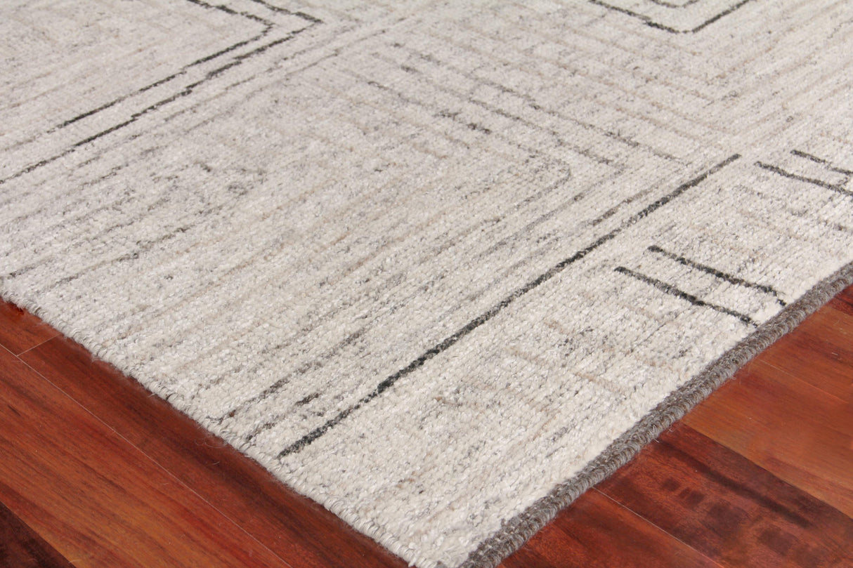 Exquisite Rugs Aldridge Hand-knotted Wool/Bamboo Silk 3807 Ivory/Gray/Beige 14' x 10' Area Rug