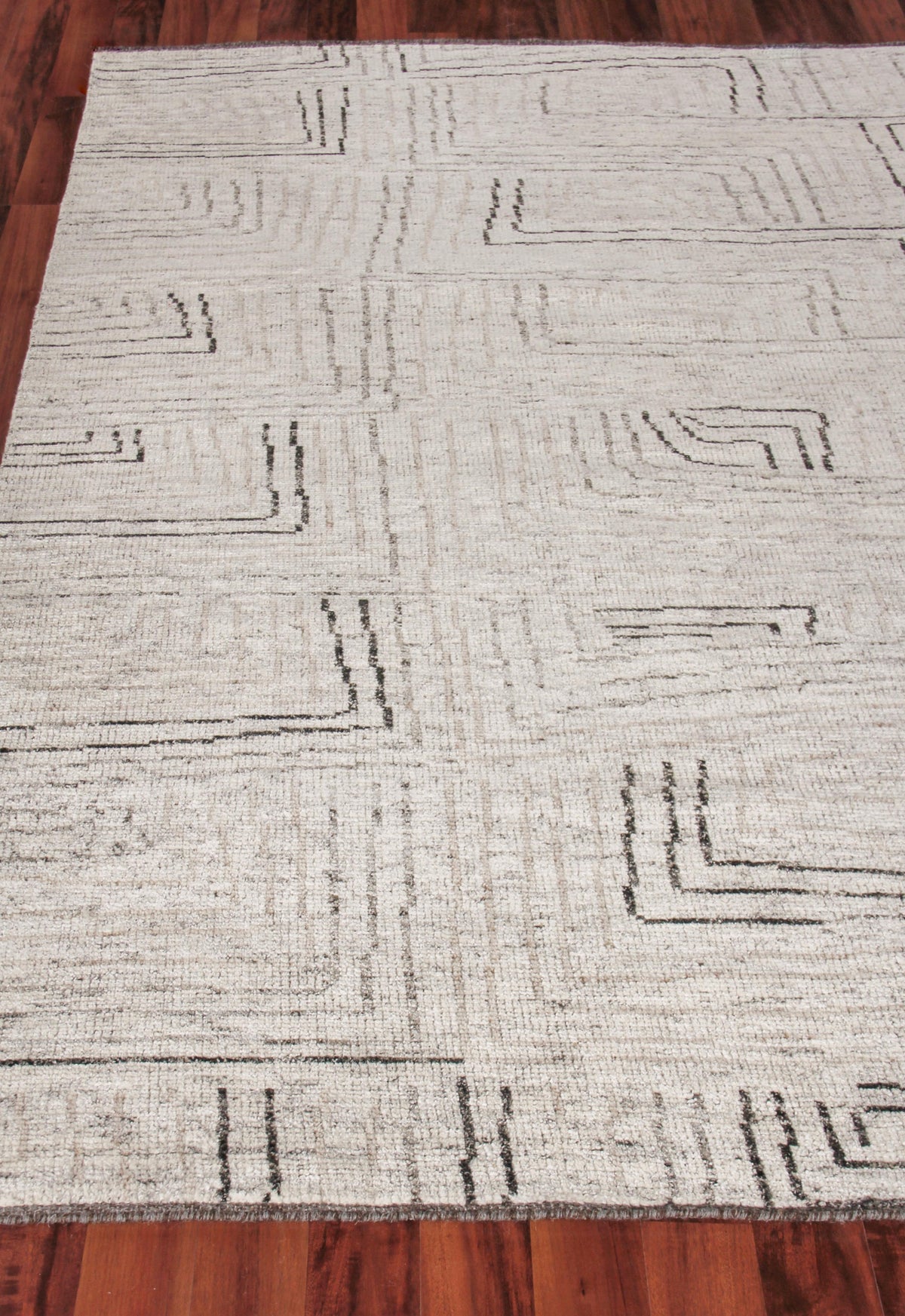 Exquisite Rugs Aldridge Hand-knotted Wool/Bamboo Silk 3807 Ivory/Gray/Beige 9' x 6' Area Rug