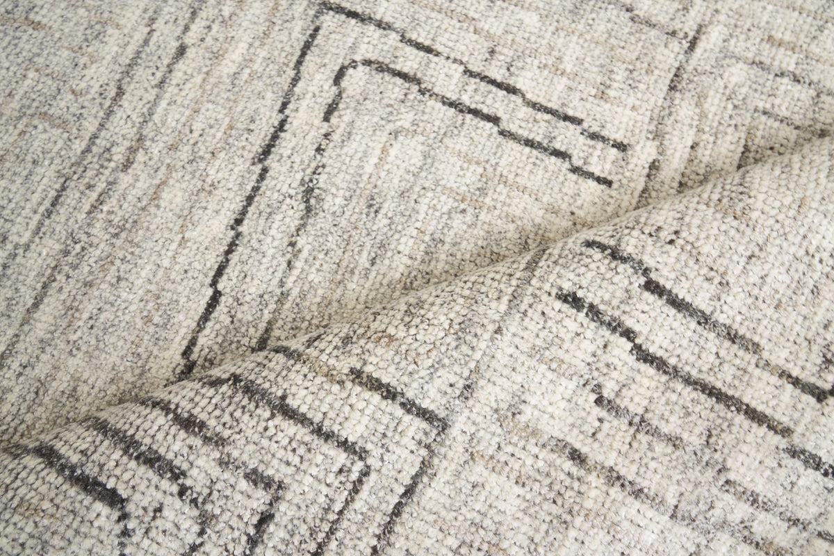 Exquisite Rugs Aldridge Hand-knotted Wool/Bamboo Silk 3807 Ivory/Gray/Beige 9' x 6' Area Rug