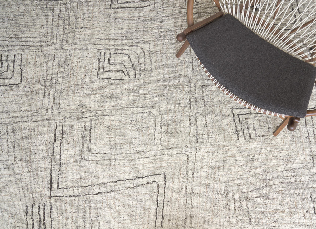 Exquisite Rugs Aldridge Hand-knotted Wool/Bamboo Silk 3807 Ivory/Gray/Beige 9' x 6' Area Rug