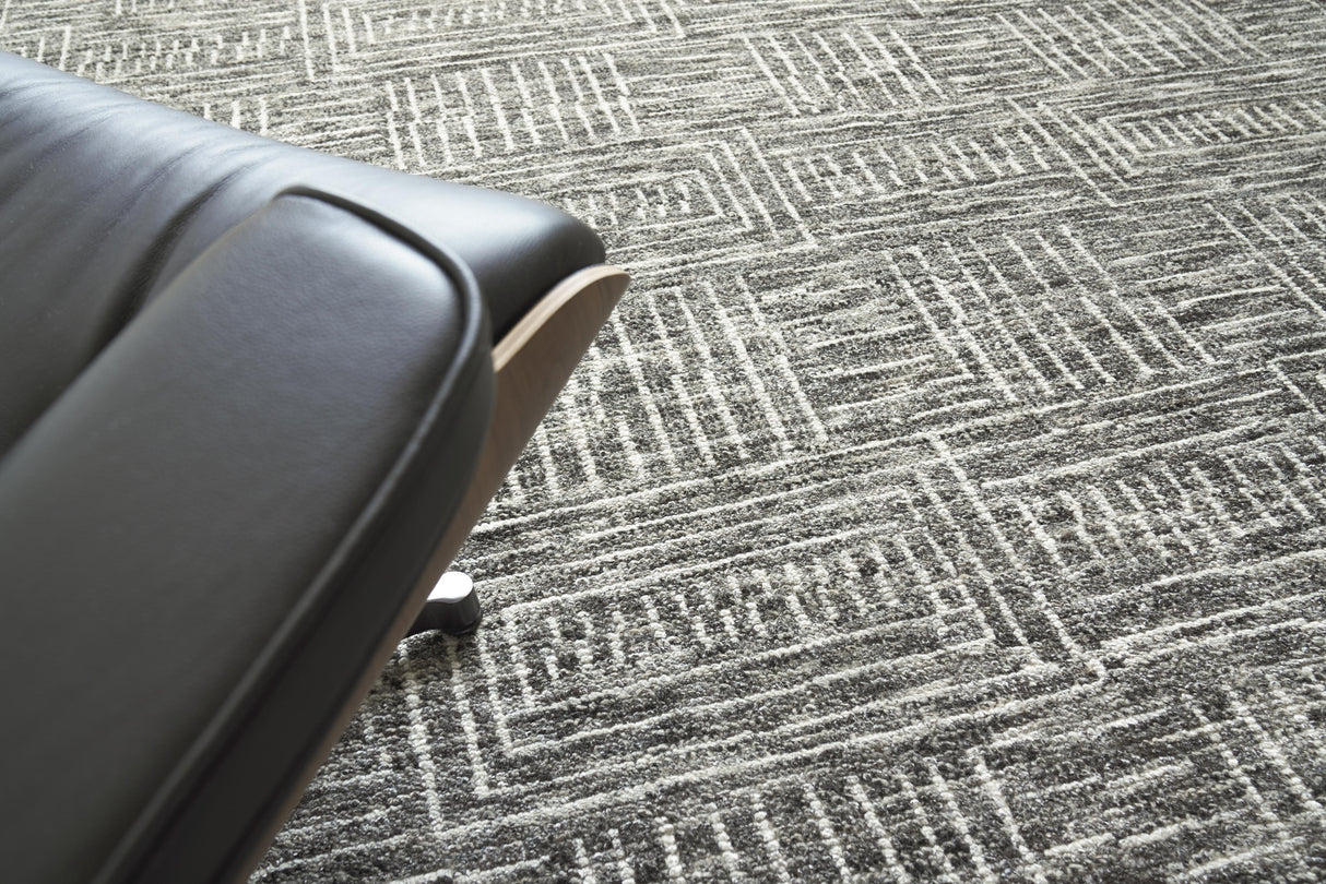 Exquisite Rugs Aldridge Hand-knotted Wool/Bamboo Silk 3810 Charcoal/Ivory 8' x 10' Area Rug