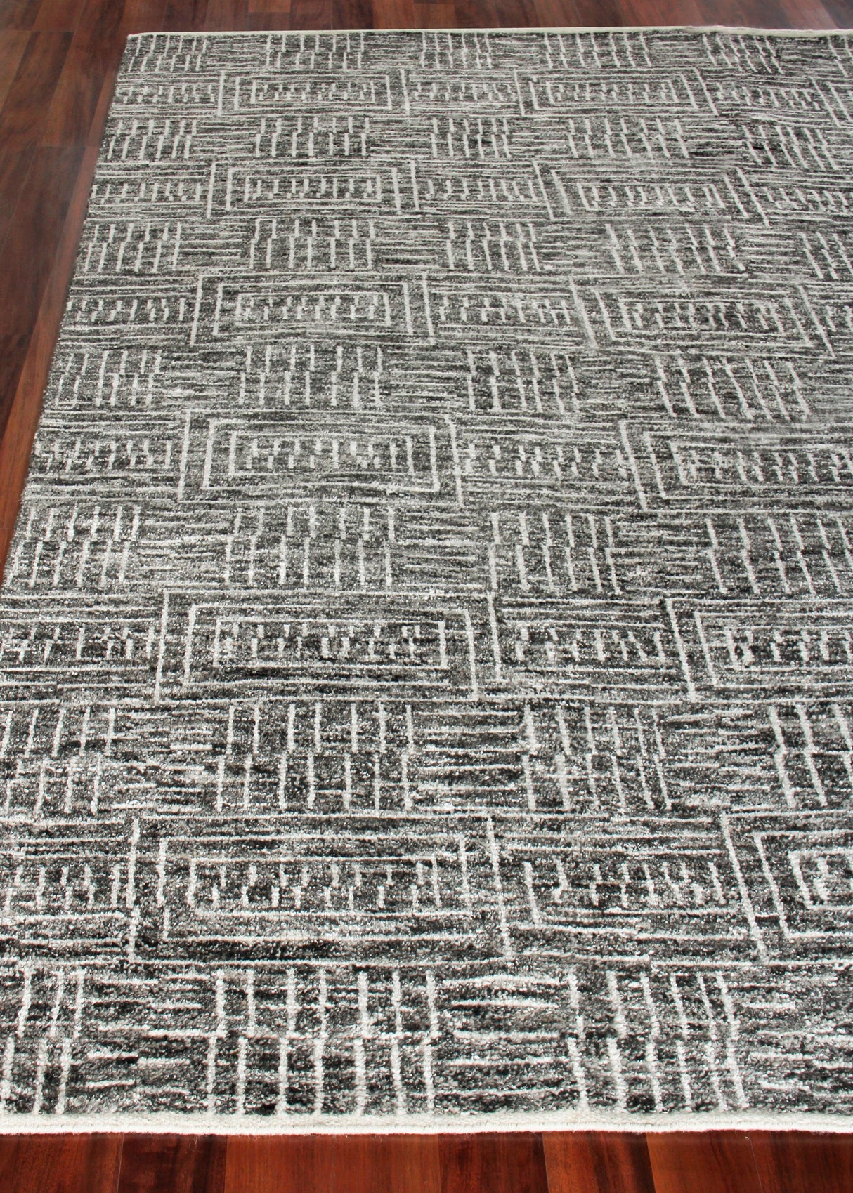 Exquisite Rugs Aldridge Hand-knotted Wool/Bamboo Silk 3810 Charcoal/Ivory 8' x 10' Area Rug