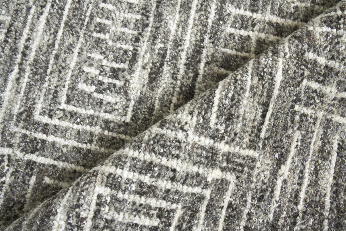Exquisite Rugs Aldridge Hand-knotted Wool/Bamboo Silk 3810 Charcoal/Ivory 8' x 10' Area Rug