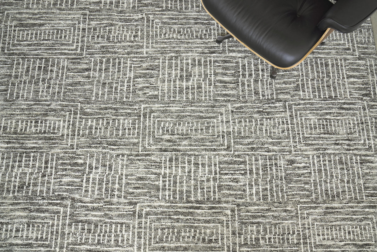 Exquisite Rugs Aldridge Hand-knotted Wool/Bamboo Silk 3810 Charcoal/Ivory 8' x 10' Area Rug
