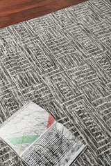 Exquisite Rugs Aldridge Hand-knotted Wool/Bamboo Silk 3810 Charcoal/Ivory 8' x 10' Area Rug