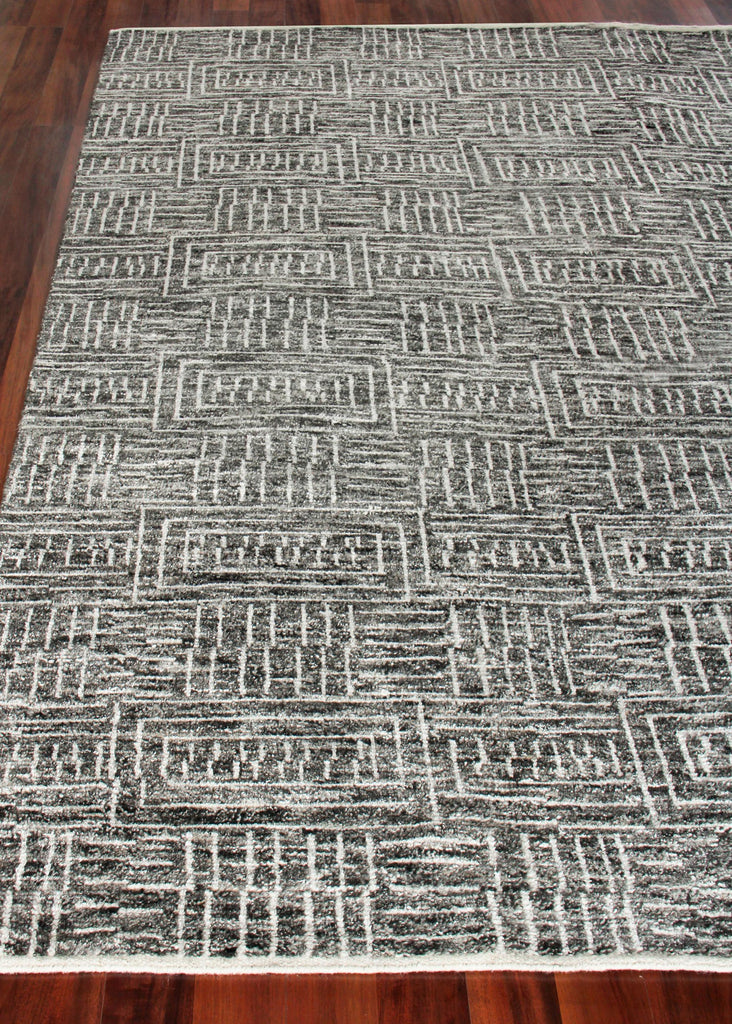 Exquisite Aldridge Hand-knotted Wool/Bamboo Silk Charcoal/Ivory Area Rug 9.0'X12.0' Rug