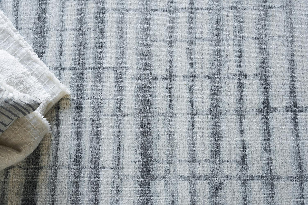 Exquisite Rugs Allure Hand-loomed Wool/Bamboo Silk 6340 Ivory/Blue 8' x 10' Area Rug