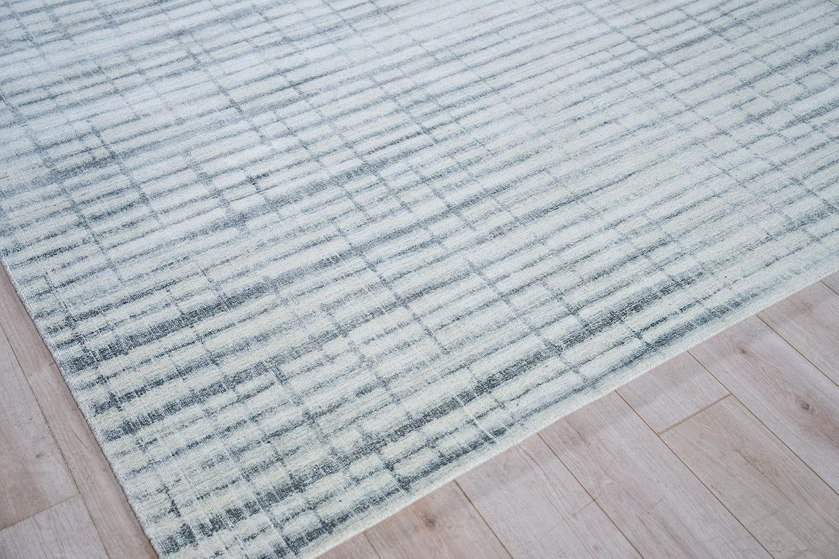 Exquisite Rugs Allure Hand-loomed Wool/Bamboo Silk 6340 Ivory/Blue 8' x 10' Area Rug