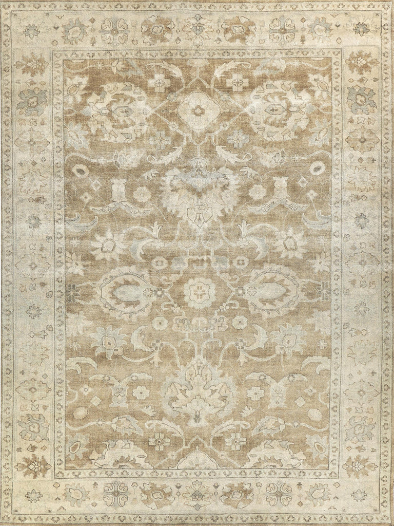 Exquisite Rugs Antique Weave Oushak Hand-knotted New Zealand Wool 2001 Gray/Brown 10' x 14' Area Rug