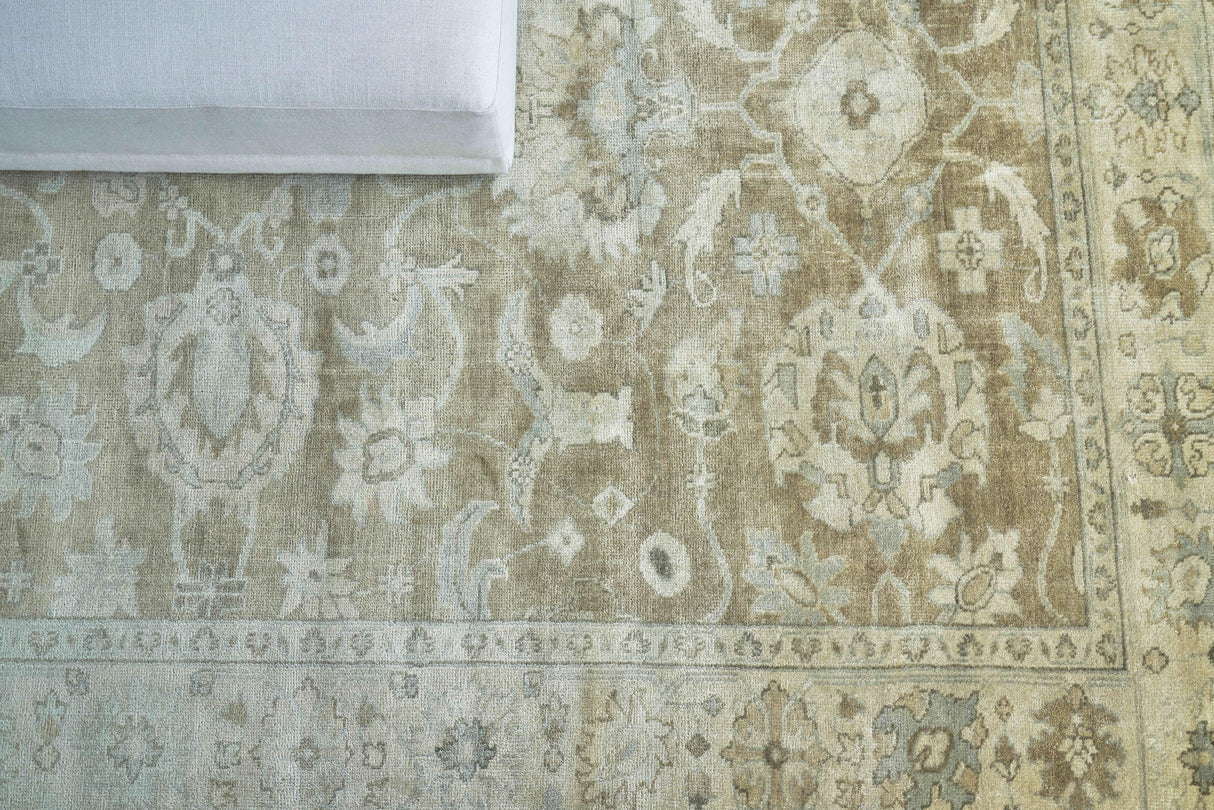 Exquisite Rugs Antique Weave Oushak Hand-knotted New Zealand Wool 2001 Gray/Brown 12' x 15' Area Rug