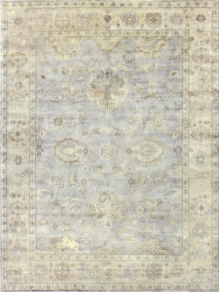 Exquisite Rugs Antique Weave Oushak Hand-knotted New Zealand Wool 3369 Blue/Ivory 10' x 14' Area Rug