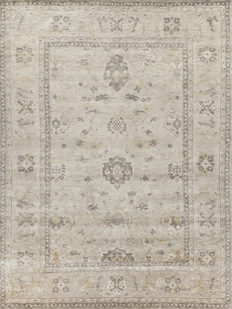 Exquisite Rugs Antique Weave Oushak Hand-knotted New Zealand Wool 3420 Ivory/Brown 10' x 14' Area Rug
