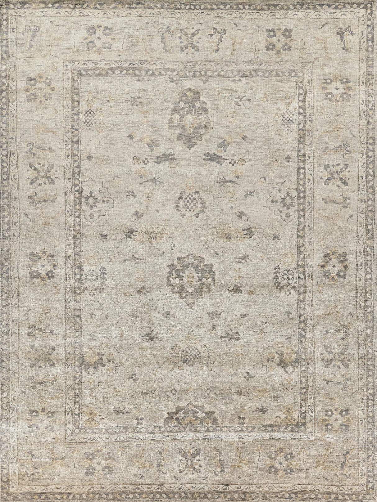 Exquisite Antique Weave Oushak Hand-knotted New Zealand Wool Ivory/Brown Area Rug 10.0'X14.0' Rug