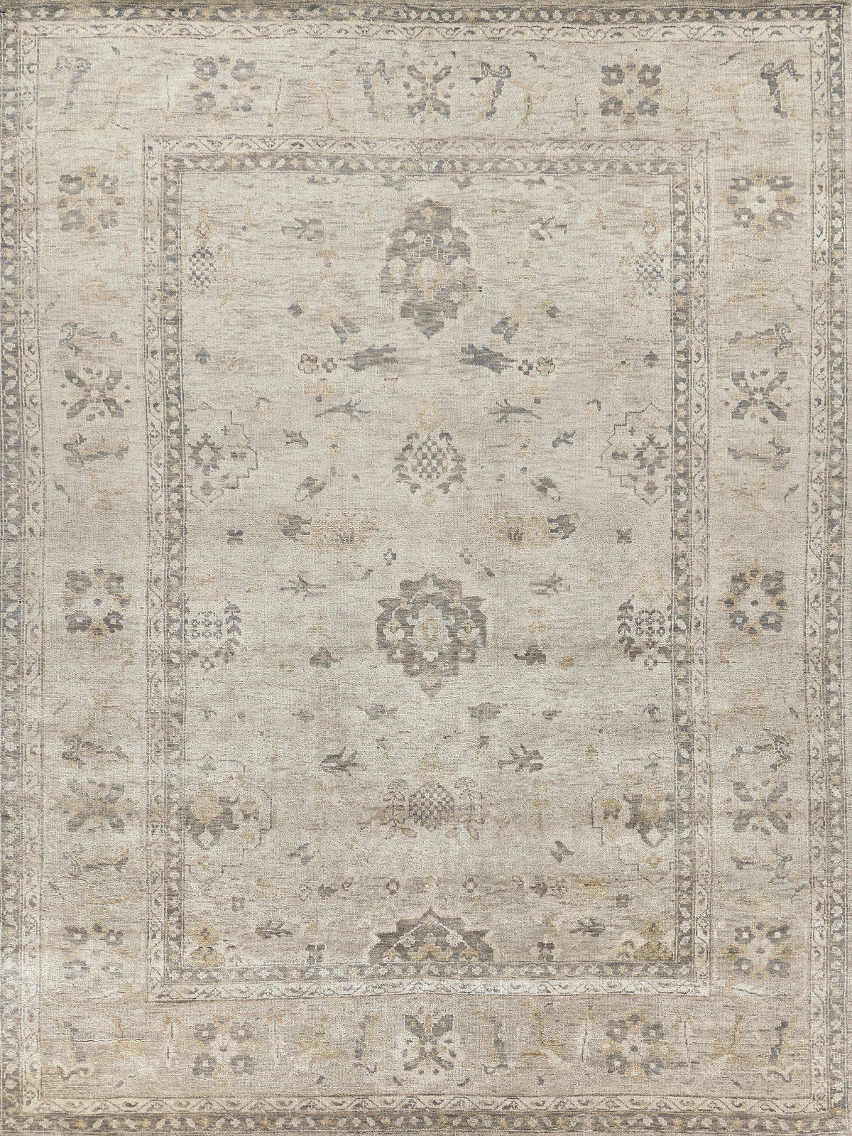 Exquisite Rugs Antique Weave Oushak Hand-knotted New Zealand Wool 3420 Ivory/Brown 6' x 9' Area Rug