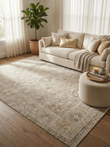 Exquisite Rugs Antique Weave Oushak Hand-knotted New Zealand Wool 3420 Ivory/Brown 9' x 6' Area Rug