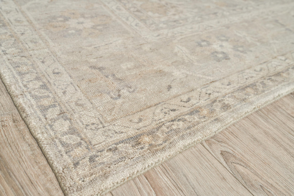 Exquisite Rugs Antique Weave Oushak Hand-knotted New Zealand Wool 3420 Ivory/Brown 9' x 6' Area Rug