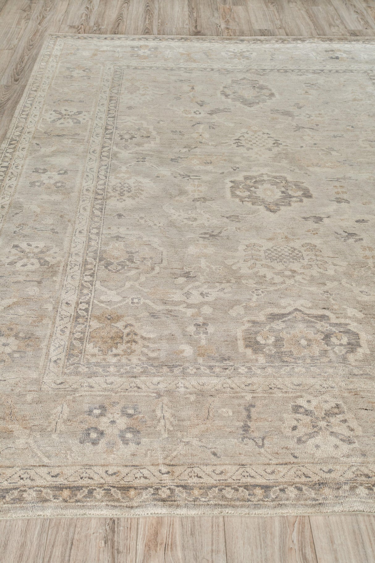 Exquisite Rugs Antique Weave Oushak Hand-knotted New Zealand Wool 3420 Ivory/Brown 9' x 6' Area Rug
