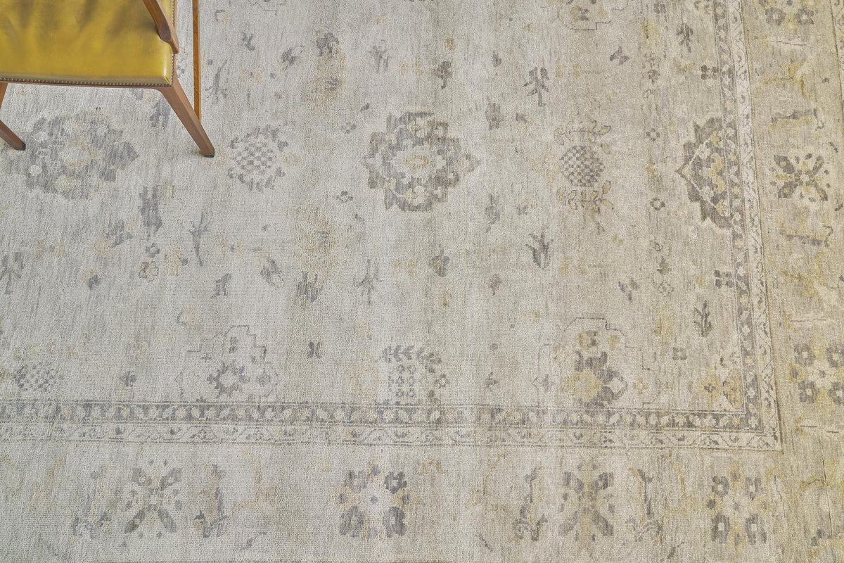 Exquisite Rugs Antique Weave Oushak Hand-knotted New Zealand Wool 3420 Ivory/Brown 9' x 6' Area Rug