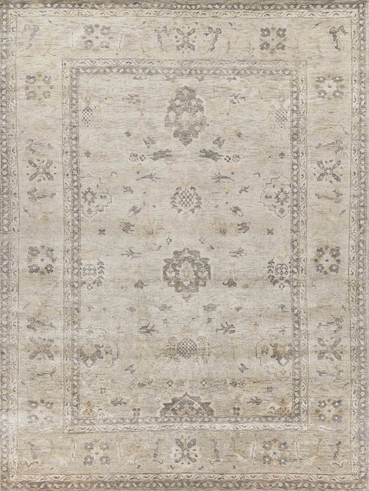 Exquisite Rugs Antique Weave Oushak Hand-knotted New Zealand Wool 3420 Ivory/Brown 8' x 10' Area Rug
