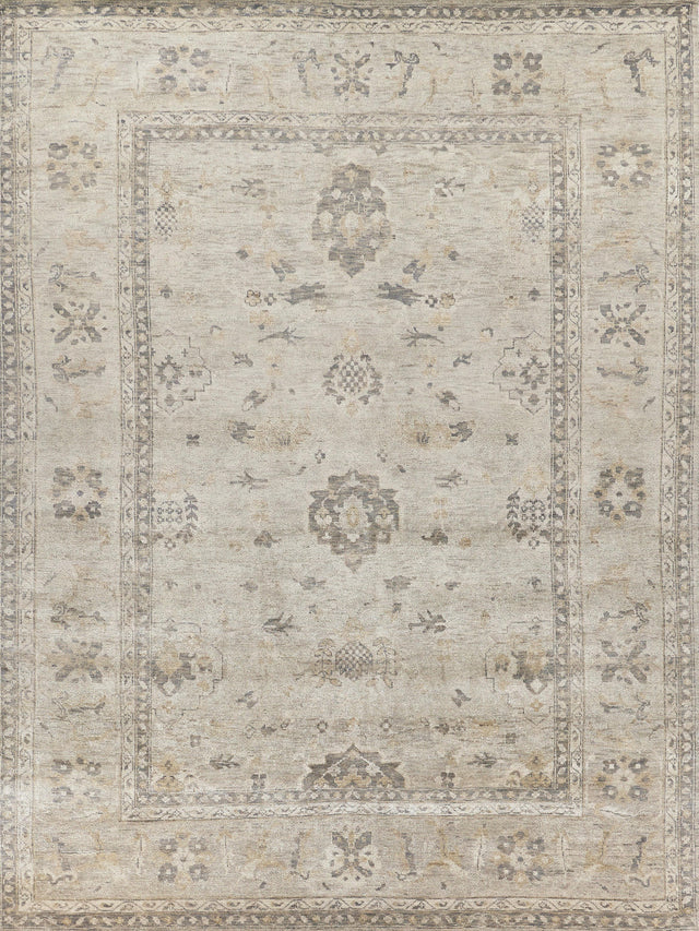 Exquisite Rugs Antique Weave Oushak Hand-knotted New Zealand Wool 3420 Ivory/Brown 8' x 10' Area Rug