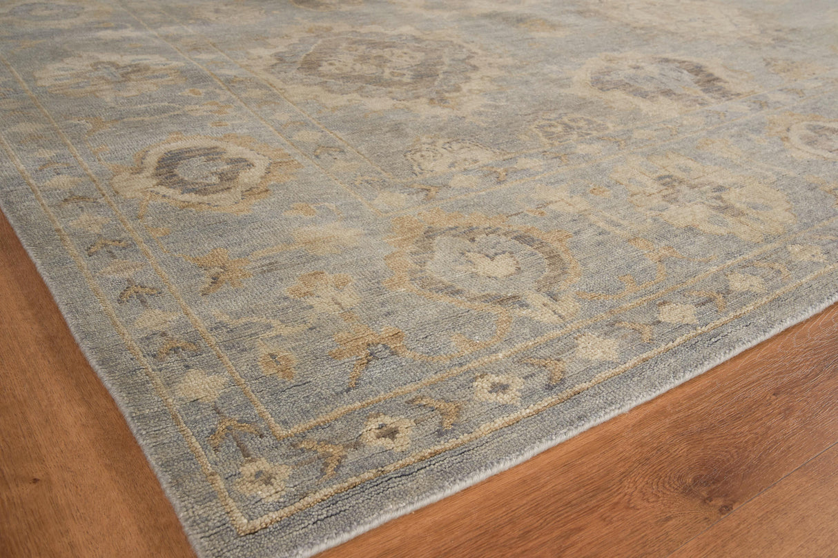 Exquisite Rugs Antique Weave Oushak Hand-knotted New Zealand Wool 3421 Light Blue 6' x 9' Area Rug