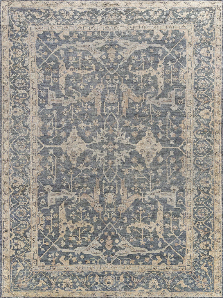 Exquisite Rugs Antique Weave Oushak Hand-knotted New Zealand Wool 3422 Blue 10' x 14' Area Rug