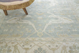 Exquisite Rugs Antique Weave Oushak Hand-knotted New Zealand Wool 9214 Blue/Ivory 6' x 9' Area Rug