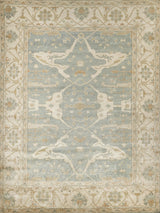 Exquisite Rugs Antique Weave Oushak Hand-knotted New Zealand Wool 9214 Blue/Ivory 8' x 10' Area Rug