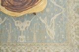 Exquisite Rugs Antique Weave Oushak Hand-knotted New Zealand Wool 9214 Blue/Ivory 8' x 10' Area Rug
