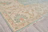 Exquisite Rugs Antique Weave Oushak Hand-knotted New Zealand Wool 9214 Blue/Ivory 9' x 12' Area Rug
