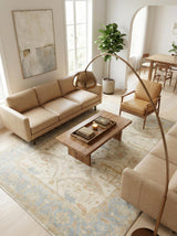 Exquisite Rugs Antique Weave Oushak Hand-knotted New Zealand Wool 9329 Blue/Ivory 15' x 12' Area Rug