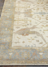 Exquisite Rugs Antique Weave Oushak Hand-knotted New Zealand Wool 9329 Blue/Ivory 18' x 14' Area Rug