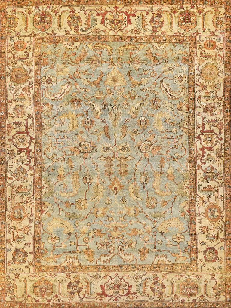 Exquisite Rugs Antique Weave Serapi Hand-knotted New Zealand Wool 7044 Light Blue/Ivory 12' x 15' Area Rug