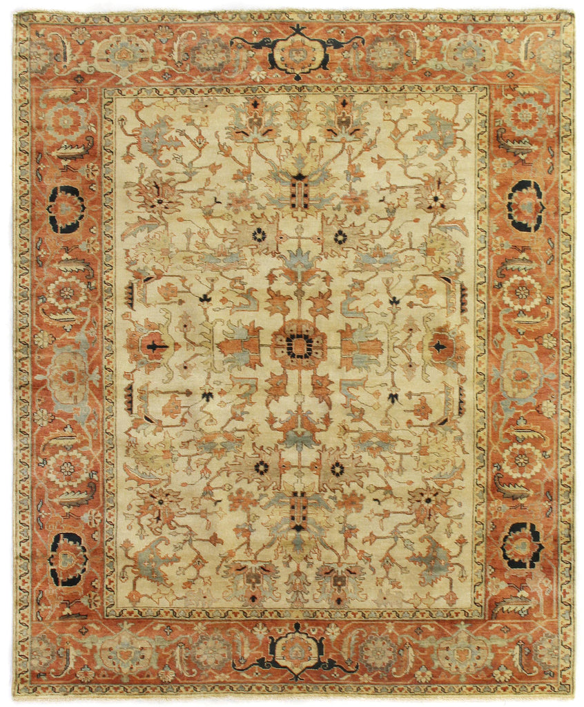 Exquisite Antique Weave Serapi Hand-knotted New Zealand Wool Ivory/Rust Area Rug 10.0'X14.0' Rug