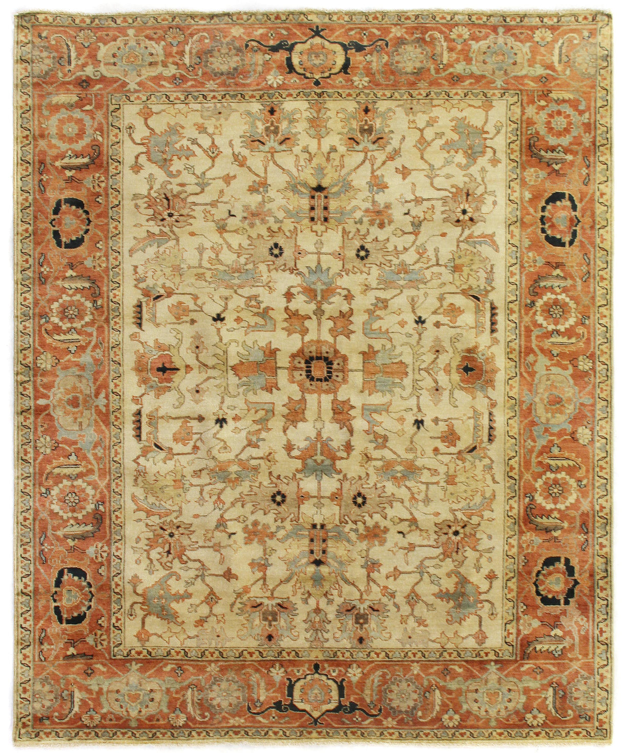 Exquisite Rugs Antique Weave Serapi Hand-knotted New Zealand Wool 9160 Ivory/Rust 14' x 18' Area Rug