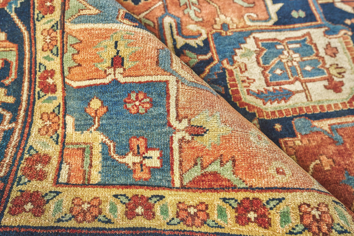 Exquisite Rugs Antique Weave Serapi Hand-knotted New Zealand Wool 9971 Rust/Blue 10' x 14' Area Rug