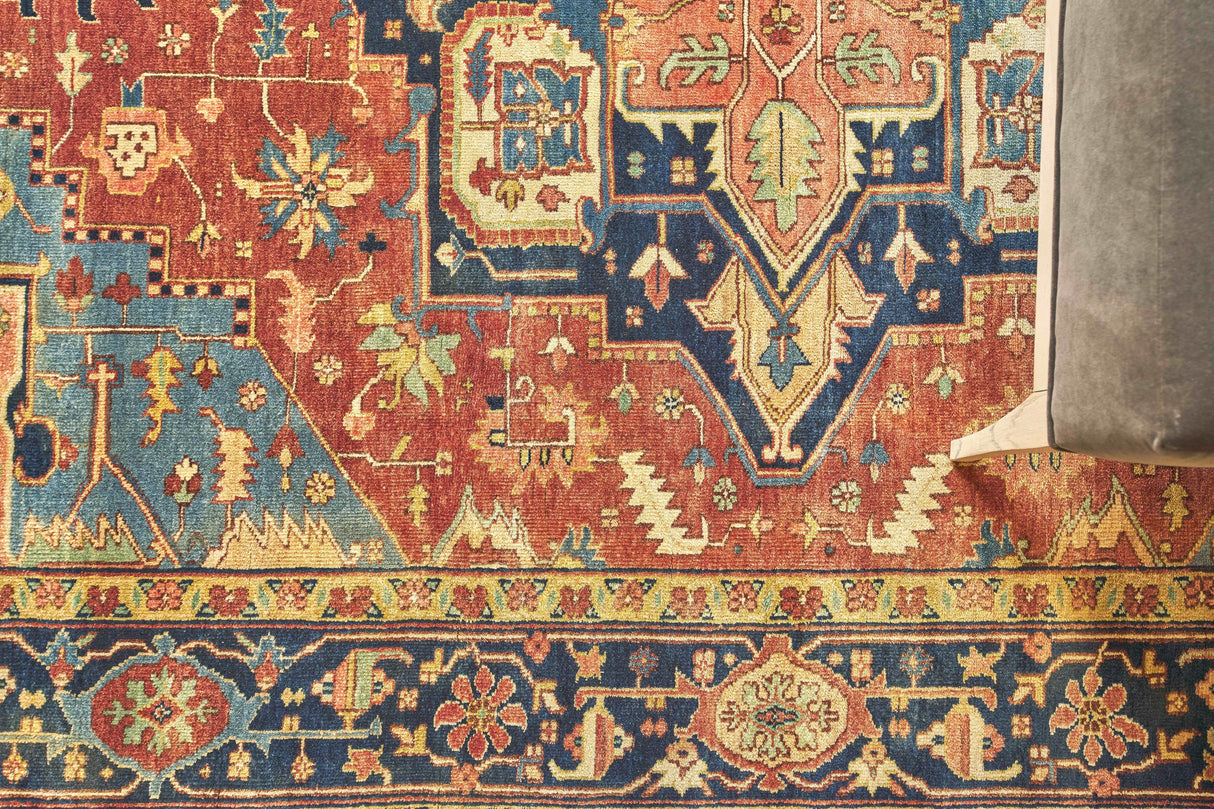 Exquisite Rugs Antique Weave Serapi Hand-knotted New Zealand Wool 9971 Rust/Blue 10' x 14' Area Rug