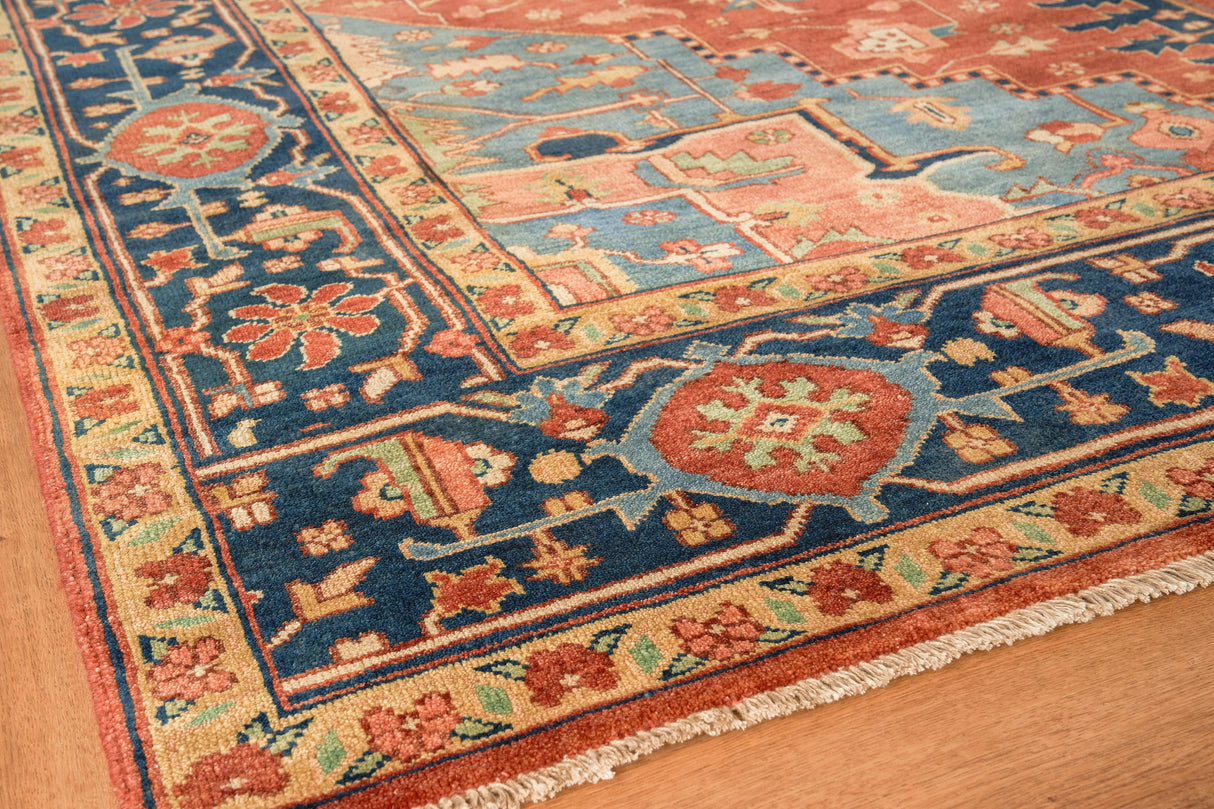 Exquisite Rugs Antique Weave Serapi Hand-knotted New Zealand Wool 9971 Rust/Blue 12' x 15' Area Rug