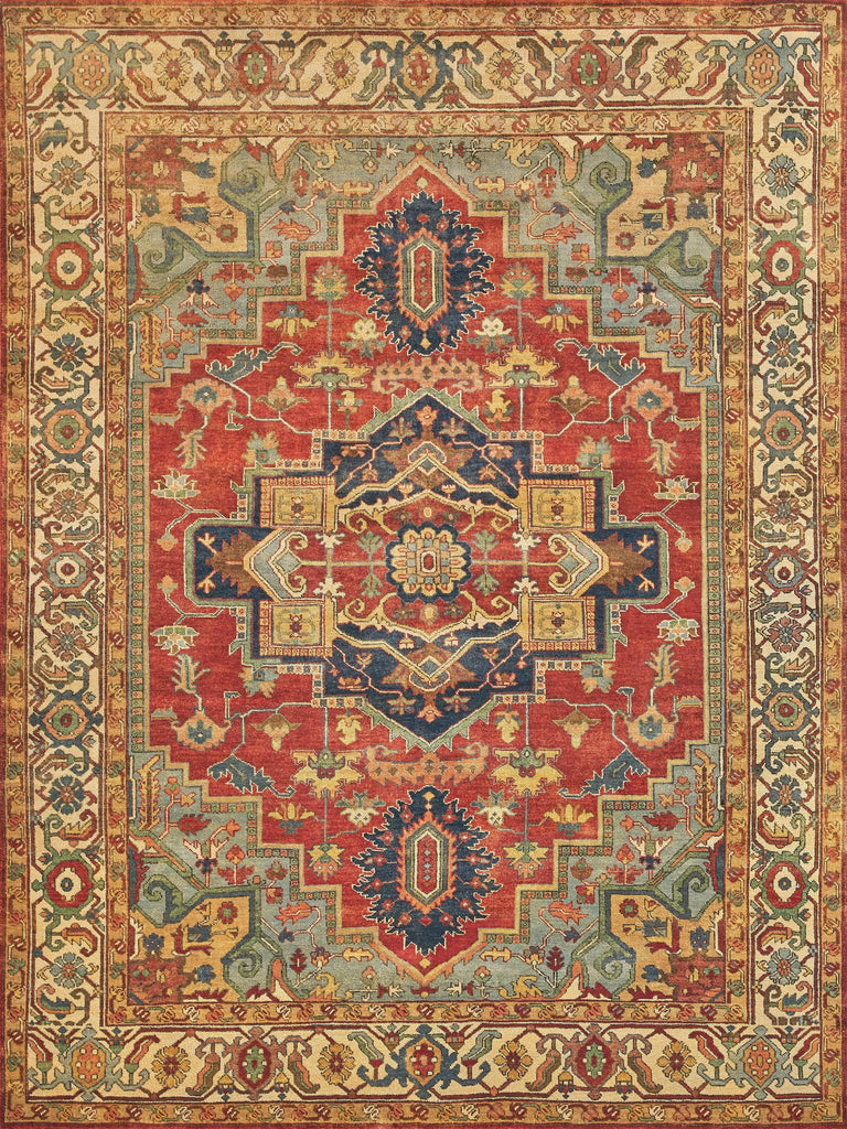 Exquisite Rugs Antique Weave Serapi Hand-knotted New Zealand Wool 9972 Rust/Blue 10' x 14' Area Rug