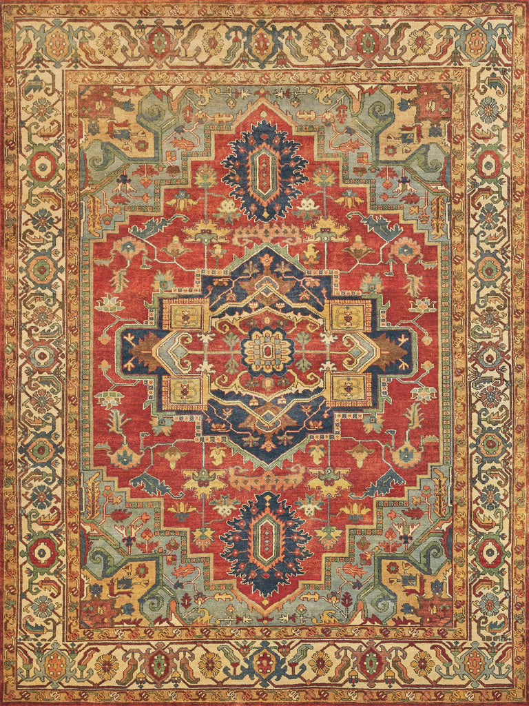 Exquisite Antique Weave Serapi Hand-knotted New Zealand Wool Rust/Blue Area Rug 12.0'X15.0' Rug