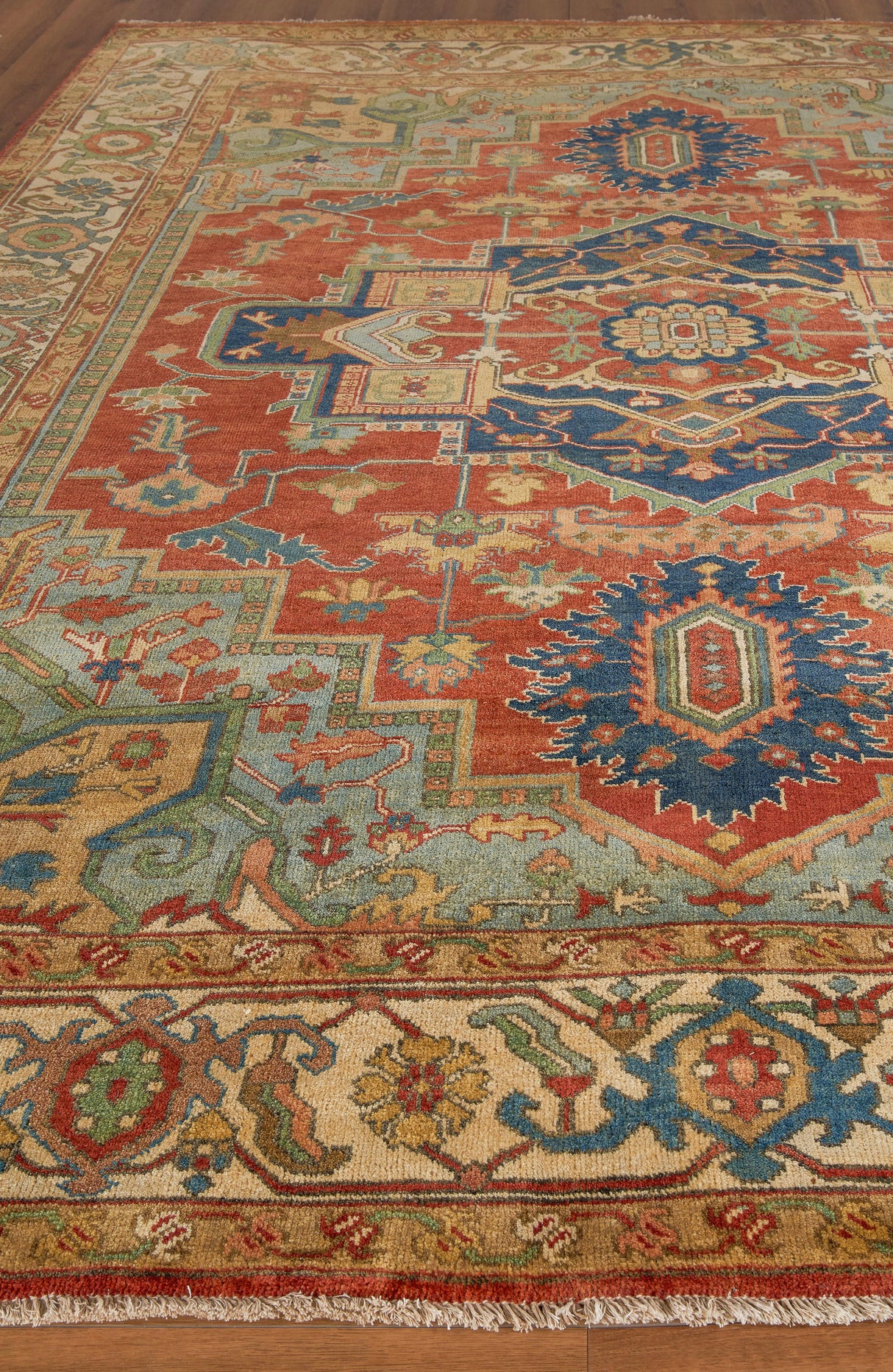 Exquisite Rugs Antique Weave Serapi Hand-knotted New Zealand Wool 9972 Rust/Blue 15' x 12' Area Rug