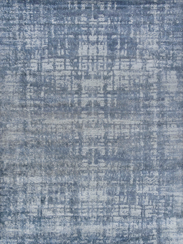 Exquisite Rugs Antolini Hand-loomed Bamboo Silk 3940 Blue/Ivory/Gray 8' x 10' Area Rug