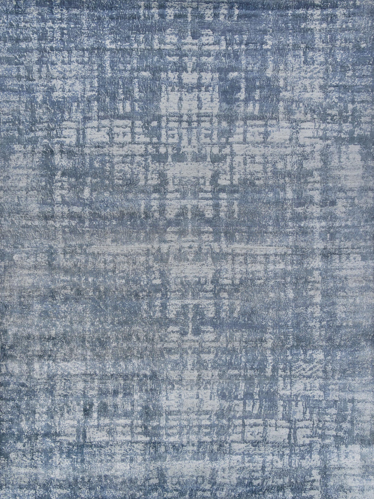 Exquisite Antolini Hand-loomed Bamboo Silk Blue/Ivory/Gray Area Rug 8.0'X10.0' Rug