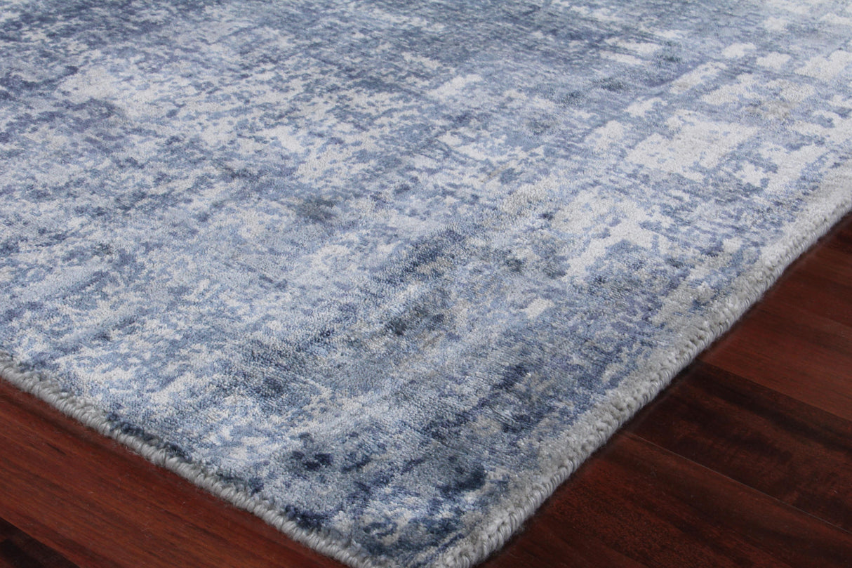 Exquisite Rugs Antolini Hand-loomed Bamboo Silk 3940 Blue/Ivory/Gray 8' x 10' Area Rug