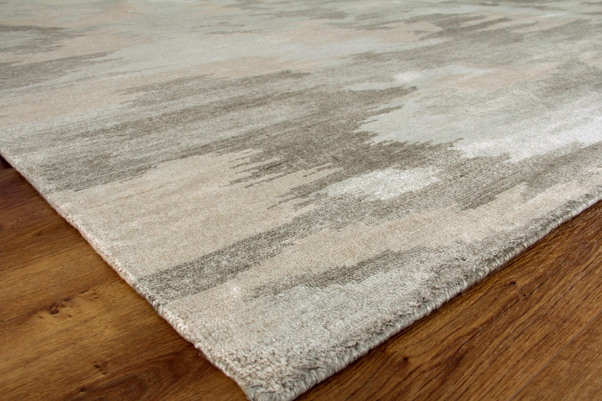 Exquisite Rugs Bamboo Silk Hand-knotted 3263 Light Silver/Gray 6' x 9' Area Rug