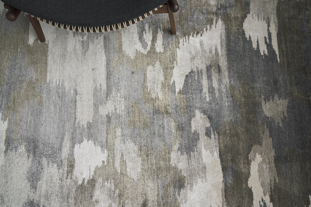 Exquisite Rugs Bamboo Silk Hand-knotted 3282 Silver/Gray 9' x 12' Area Rug