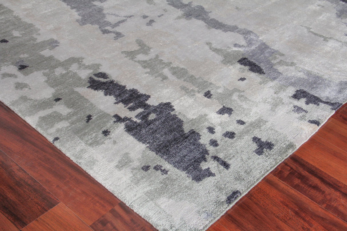 Exquisite Rugs Bamboo Silk Hand-knotted 3337 Blue/Gray 10' x 14' Area Rug
