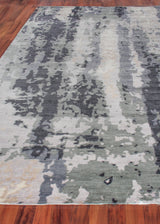 Exquisite Rugs Bamboo Silk Hand-knotted 3337 Blue/Gray 10' x 14' Area Rug