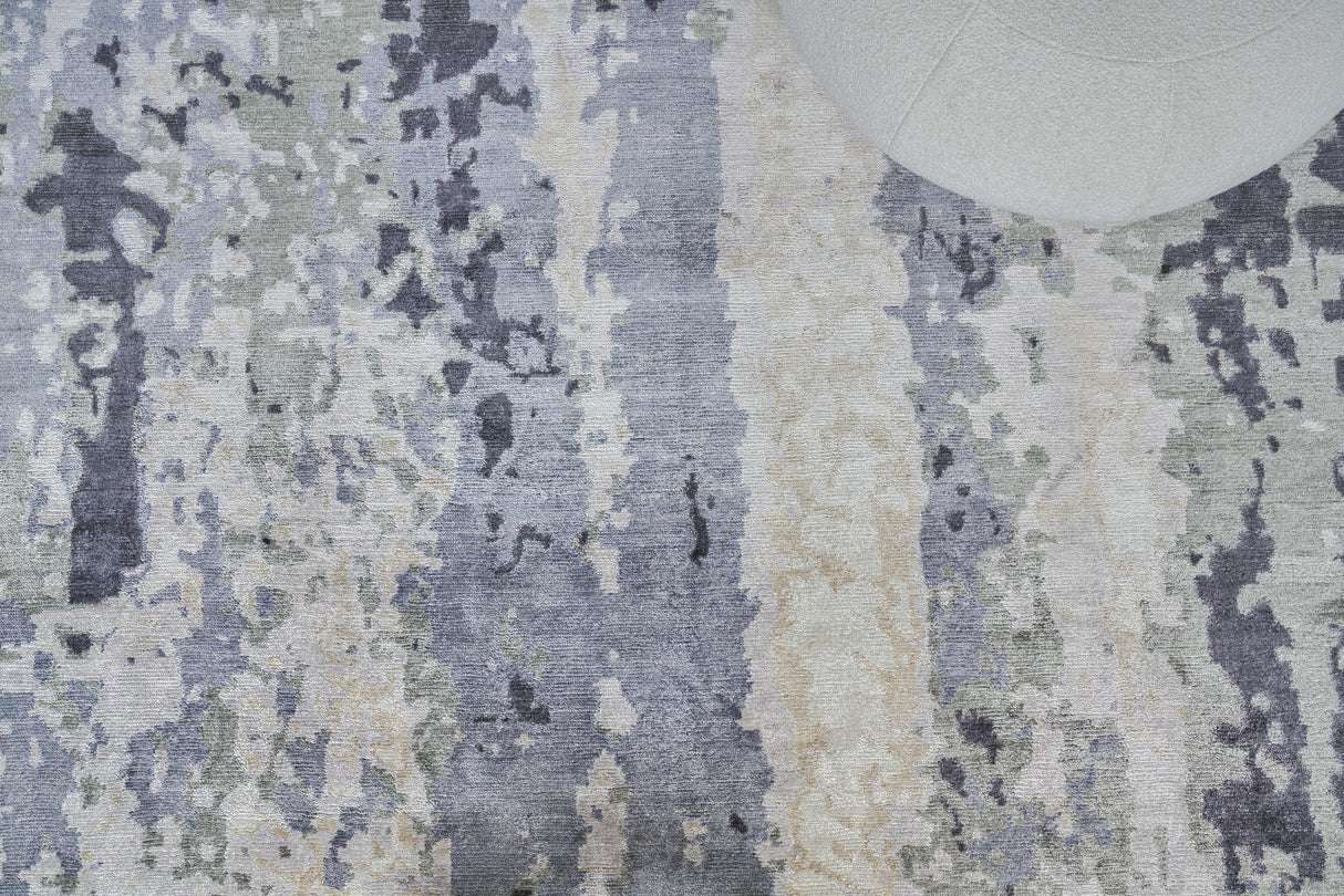 Exquisite Rugs Bamboo Silk Hand-knotted 3337 Blue/Gray 10' x 14' Area Rug